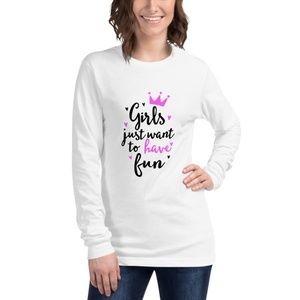 Bright White Long Sleeve Tee - Girls Have Fun!